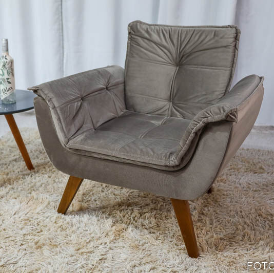 Poltrona Pérola Veludo Capuccino