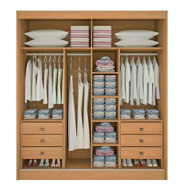 Alternative view of Roupeiro 2 Portas Cancun Ripado 100% MDF Cinamomo/Off White Larg. 2.20m DDoro