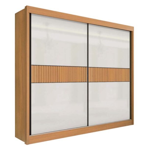 Roupeiro 2 Portas Cancun Ripado 100% MDF Cinamomo/Off White Larg. 2.20m DDoro