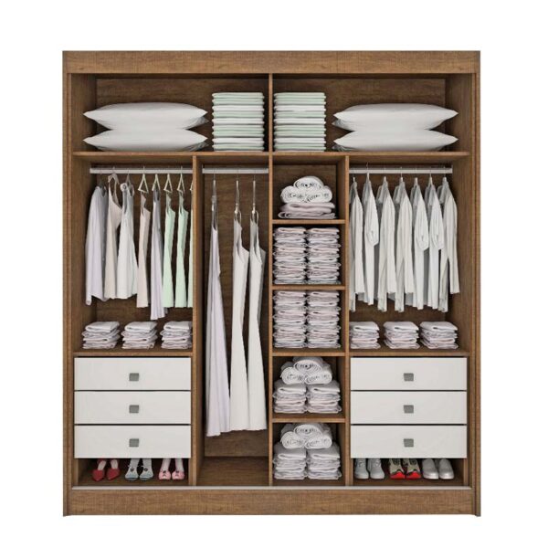 Alternative view of Roupeiro 2 Portas Cancun Ripado 100% MDF Ypê/Off White Larg. 2.20m DDoro