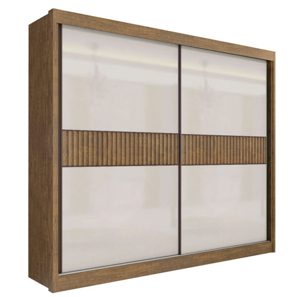 Roupeiro 2 Portas Cancun Ripado 100% MDF Ypê/Off White Larg. 2.20m DDoro