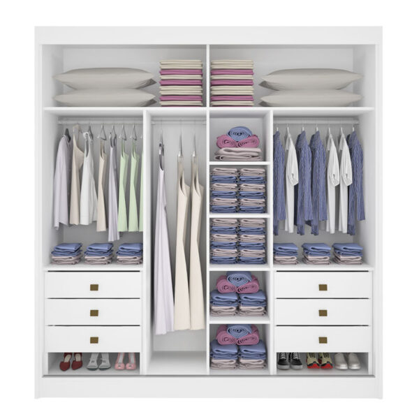 Alternative view of Roupeiro 2 Portas Titanium Ripado 100% MDF Branco Larg. 2.20m DDoro