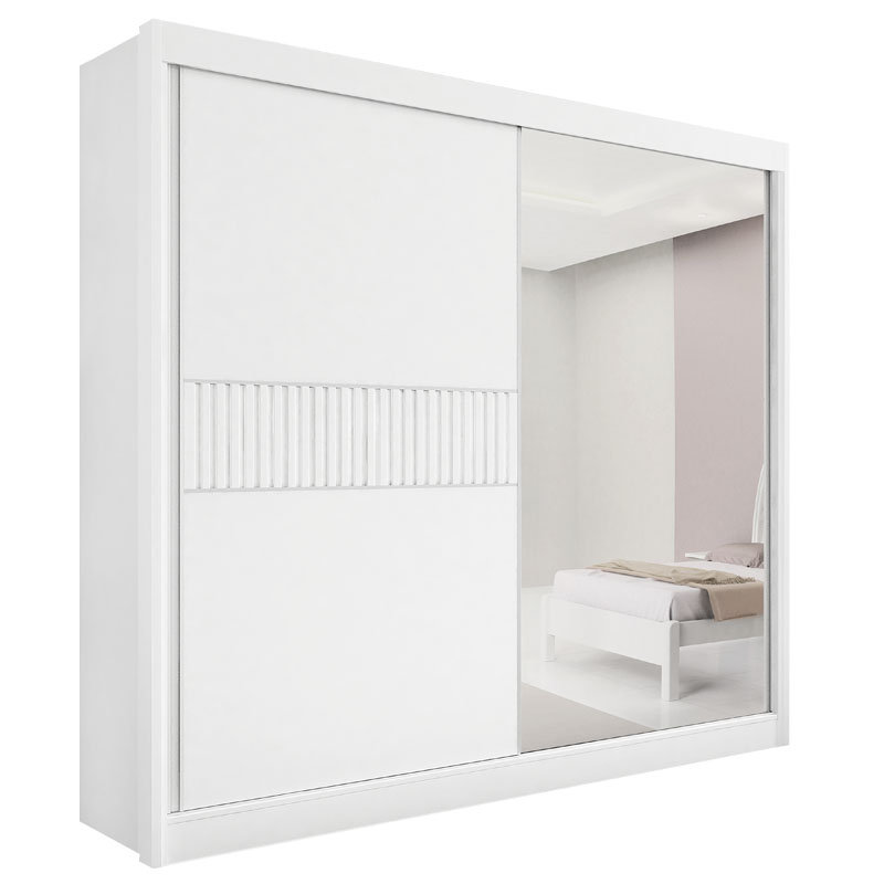 Roupeiro 2 Portas Titanium Ripado 100% MDF Branco Larg. 2.20m DDoro