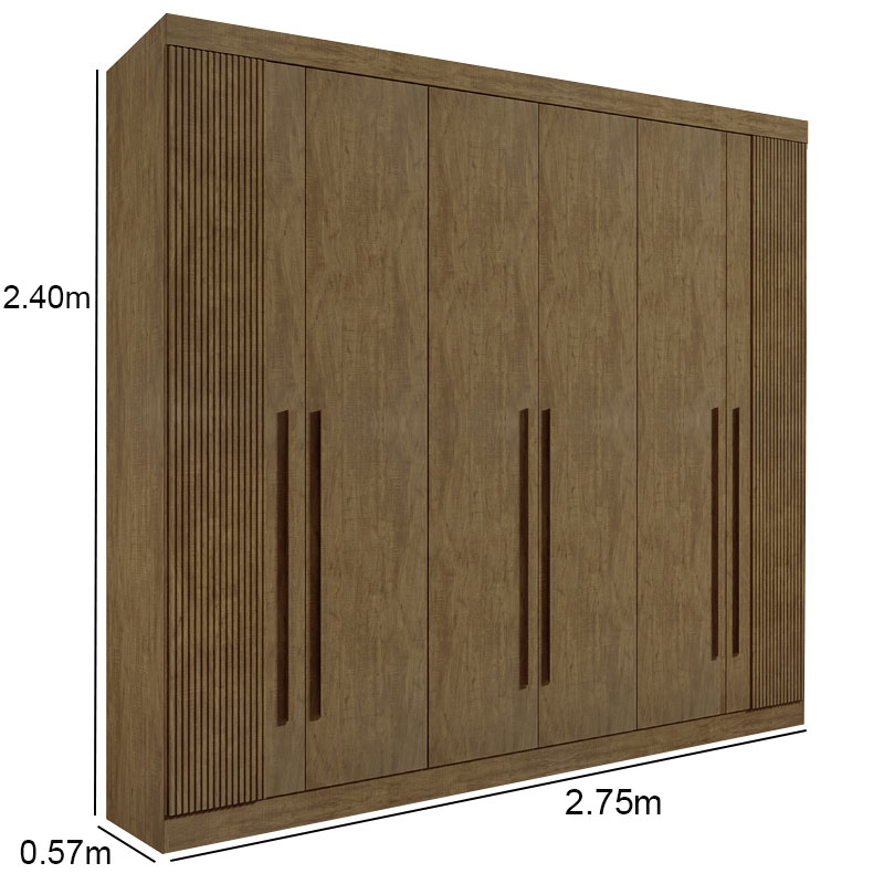 Roupeiro 6 Portas Da Vinci Plus 100% MDF Ypê Ripado - D doro - Imagem 4