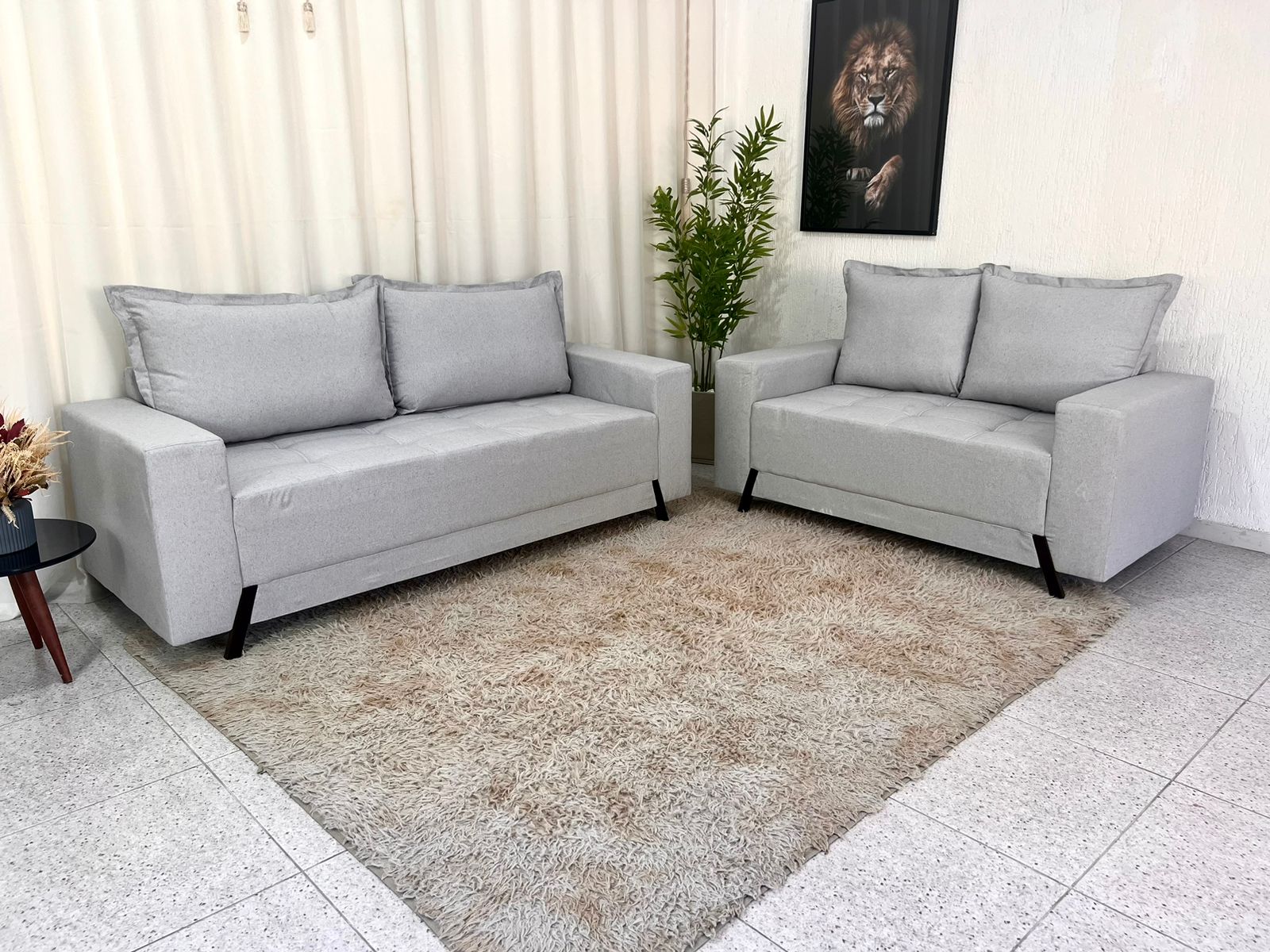 Sofá 3 e 2 lugares 8100 Linho Cinza 20 - Imagem 2