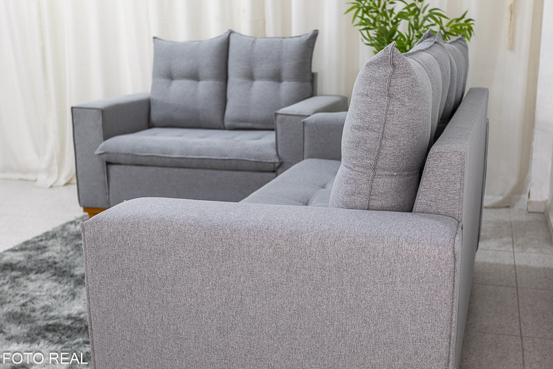 Sofá 3 e 2 lugares Bali Linho Cinza 566 - Imagem 5