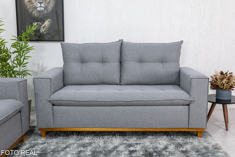 Sofá 3 e 2 lugares Bali Linho Cinza 566 - Imagem 2