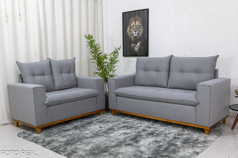 Sofá 3 e 2 lugares Bali Linho Cinza 566