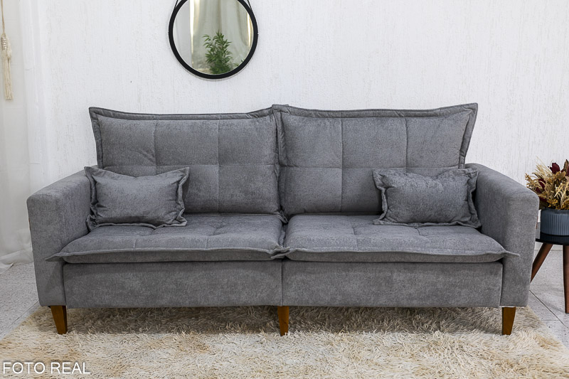 Sofá 3 lugares 2215 2.08m Boucle Cinza 294 - Imagem 2