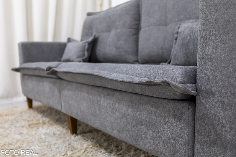 Sofá 3 lugares 2215 2.08m Boucle Cinza 294 - Imagem 3
