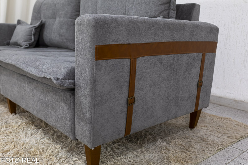 Sofá 3 lugares 2215 2.08m Boucle Cinza 294 - Imagem 7