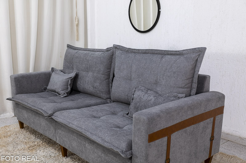 Sofá 3 lugares 2215 2.08m Boucle Cinza 294 - Imagem 4