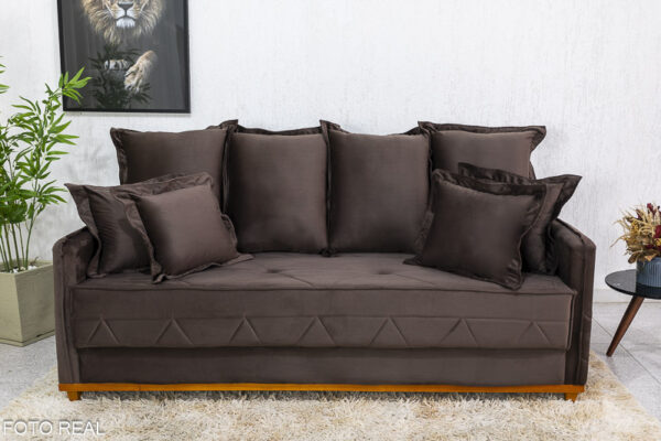 Alternative view of Sofá 3 lugares Vican Larg. 2.00m Veludo Marrom 5004 Molas Bonnel