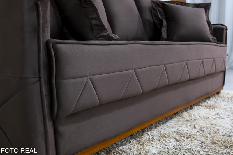 Sofá 3 lugares Vican Larg. 2.00m Veludo Marrom 5004 Molas Bonnel - Imagem 7
