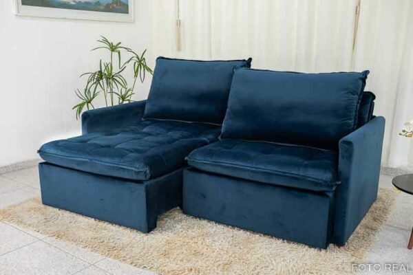 Alternative view of Sofá Retrátil Reclinável e Sofá Cama Málaga 2.15m Veludo Azul A16