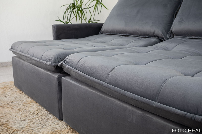 Sofá Retrátil Reclinável e Sofá Cama Málaga 2.15m Veludo Grafite A15 - Imagem 12