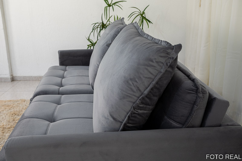 Sofá Retrátil Reclinável e Sofá Cama Málaga 2.15m Veludo Grafite A15 - Imagem 6