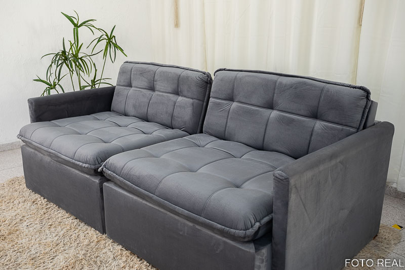 Sofá Retrátil Reclinável e Sofá Cama Málaga 2.15m Veludo Grafite A15 - Imagem 8