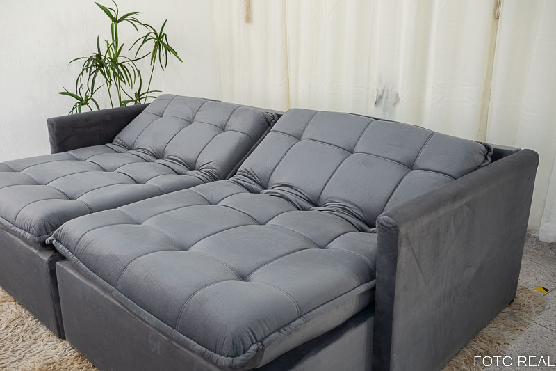 Sofá Retrátil Reclinável e Sofá Cama Málaga 2.15m Veludo Grafite A15 - Imagem 9