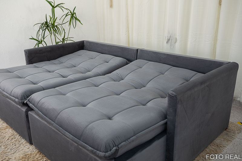 Sofá Retrátil Reclinável e Sofá Cama Málaga 2.15m Veludo Grafite A15 - Imagem 10