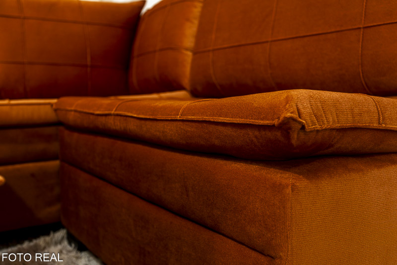Sofá Canto 5 lugares com Puff Viena Veludo Terracota A33 - Imagem 6