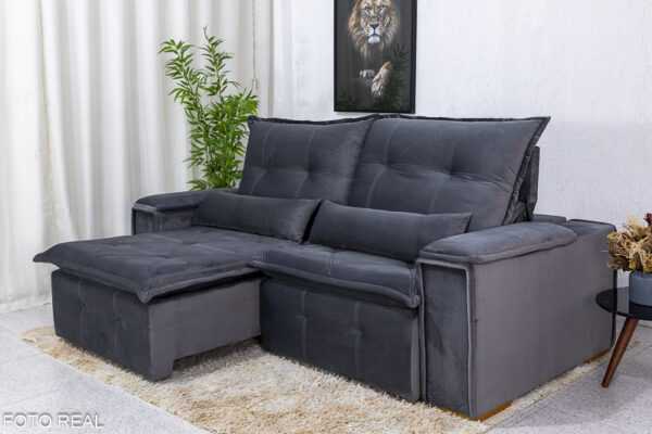 Alternative view of Sofá Retrátil Reclinável 2.30m Monaco Veludo Cinza 5001 - D28 Soft