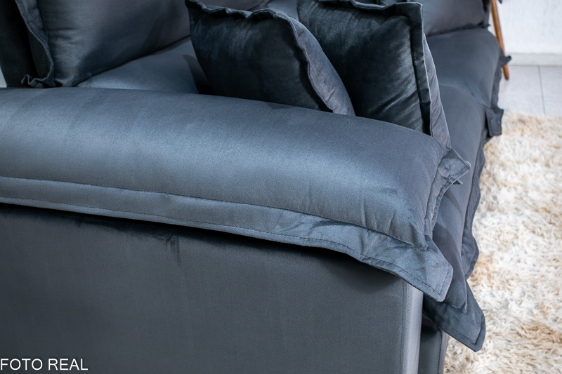 Sofá Retrátil Reclinável 2.50m Mega Itália Veludo Cinza 814 - D33 e Molas Ensacadas - Imagem 7