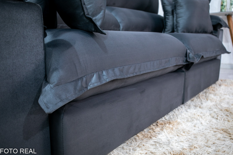 Sofá Retrátil Reclinável 2.50m Mega Itália Veludo Cinza 814 - D33 e Molas Ensacadas - Imagem 6