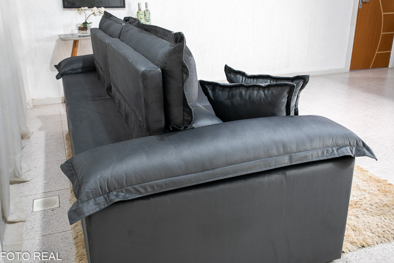Sofá Retrátil Reclinável 2.50m Mega Itália Veludo Cinza 814 - D33 e Molas Ensacadas - Imagem 8