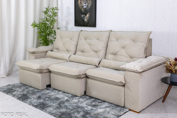 Alternative view of Sofá Retrátil Reclinável 2.70m Roma Veludo Bege 01 - D28 Soft