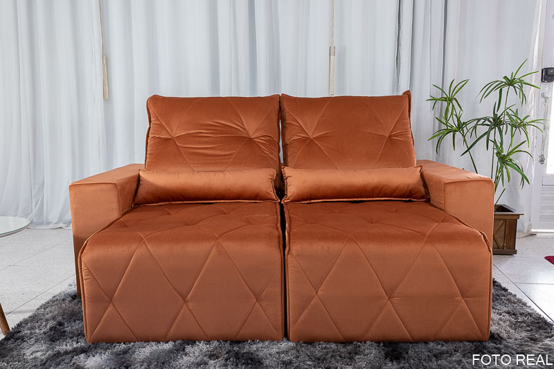 Sofá Retrátil Reclinável Belize 2.10m Veludo Terracota A33 - Imagem 8