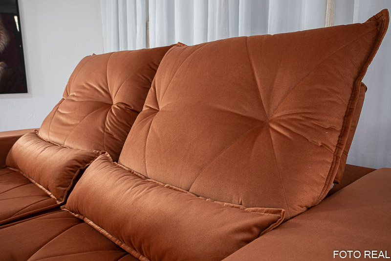 Sofá Retrátil Reclinável Belize 2.10m Veludo Terracota A33 - Imagem 6