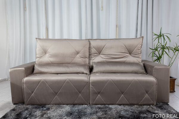 Alternative view of Sofá Retrátil Reclinável Belize 2.50m Veludo Capuccino A20