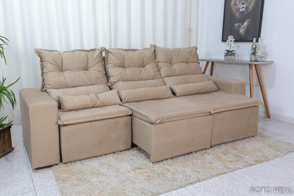 Alternative view of Sofá Retrátil Reclinável Carol 2.60m Bege
