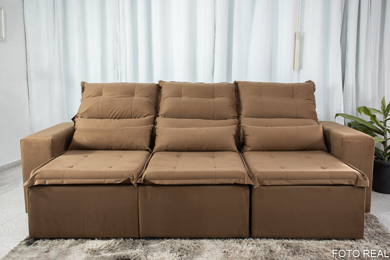 Sofá Retrátil Reclinável Carol 2.60m Ferrugem - Imagem 2