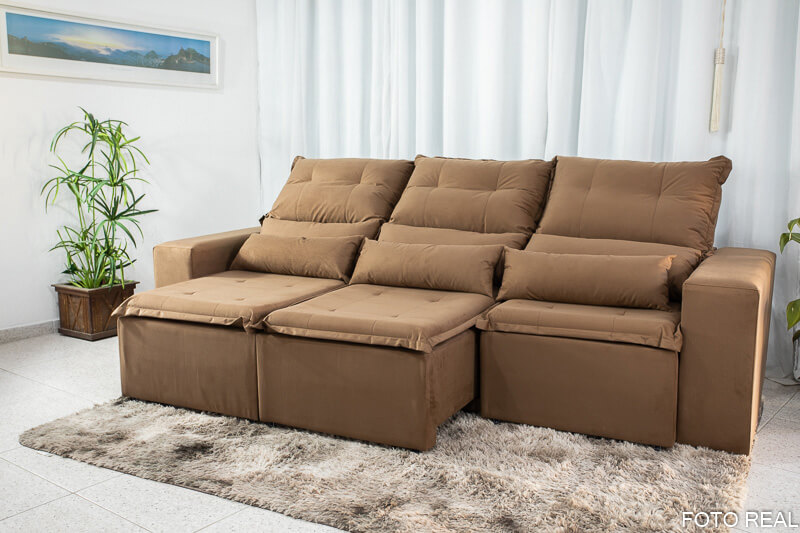 Sofá Retrátil Reclinável Carol 2.60m Ferrugem - Imagem 3