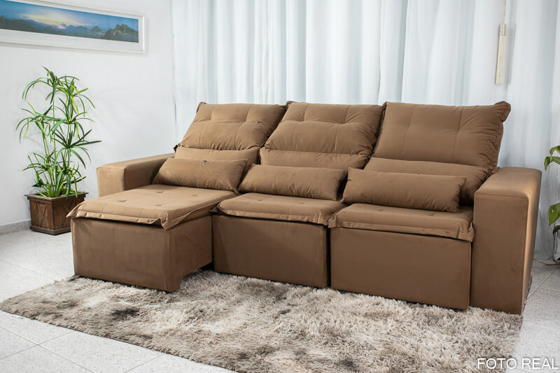 Sofá Retrátil Reclinável Carol 2.60m Ferrugem - Imagem 4