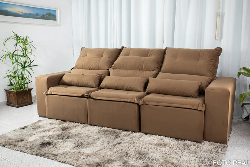 Sofá Retrátil Reclinável Carol 2.60m Ferrugem - Imagem 5