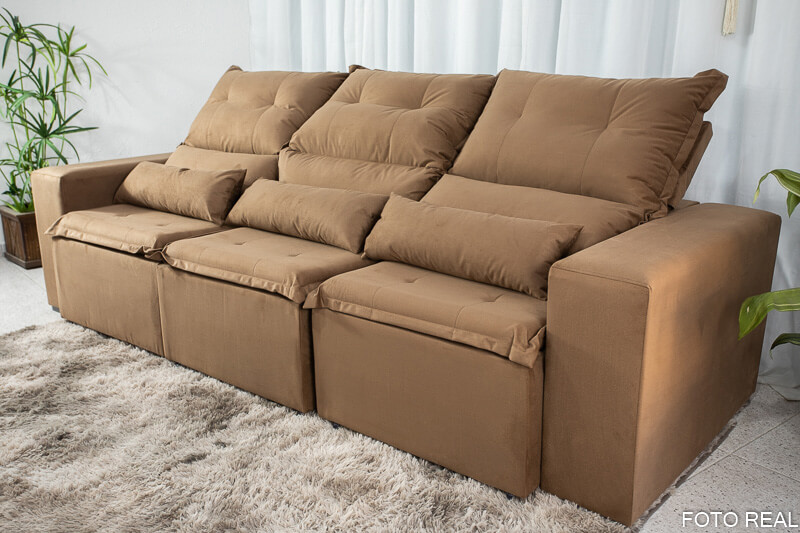 Sofá Retrátil Reclinável Carol 2.60m Ferrugem - Imagem 6