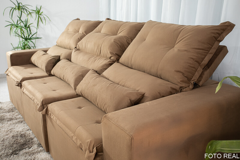 Sofá Retrátil Reclinável Carol 2.60m Ferrugem - Imagem 7