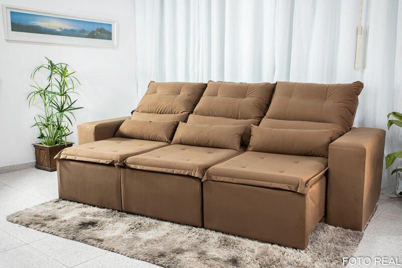 Sofá Retrátil Reclinável Carol 2.60m Ferrugem