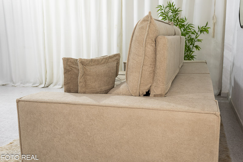 Sofá Retrátil Reclinável Dinamarca 2.50m Boucle Bege A49 Molas Ensacadas - Imagem 8