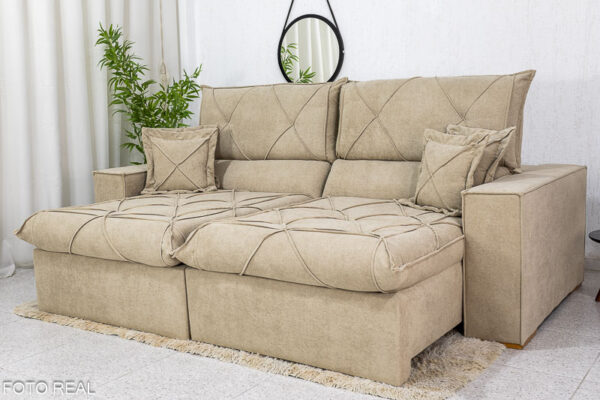 Alternative view of Sofá Retrátil Reclinável Dinamarca 2.50m Boucle Bege A49 Molas Ensacadas