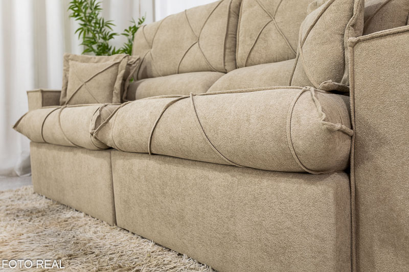 Sofá Retrátil Reclinável Dinamarca 2.50m Boucle Bege A49 Molas Ensacadas - Imagem 7
