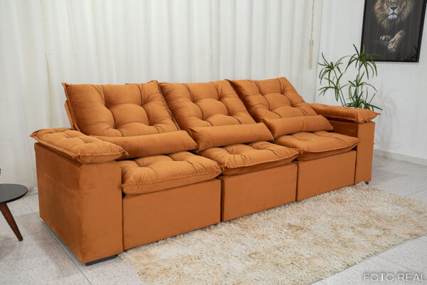 Alternative view of Sofá Retrátil Reclinável Grécia 2.70m Veludo Terracota