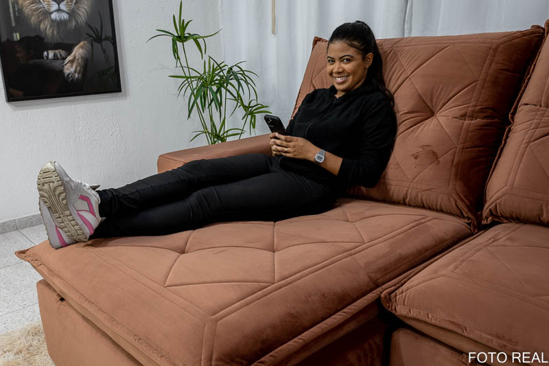 Sofá Retrátil Reclinável Hug 2.50m Espuma D33 Soft Veludo Cobre K087 - Imagem 9