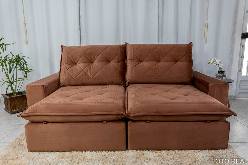 Sofá Retrátil Reclinável Hug 2.50m Espuma D33 Soft Veludo Cobre K087 - Imagem 2