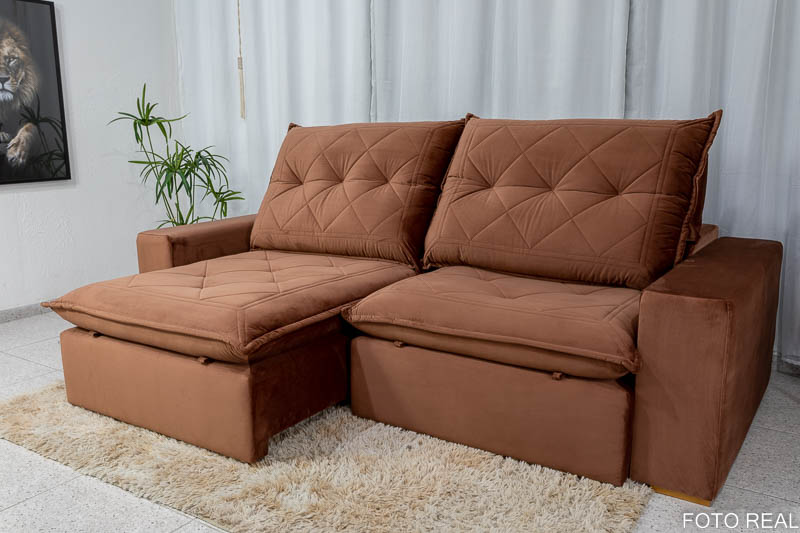 Sofá Retrátil Reclinável Hug 2.50m Espuma D33 Soft Veludo Cobre K087 - Imagem 3