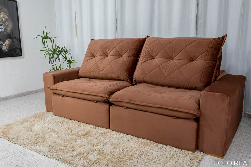 Sofá Retrátil Reclinável Hug 2.50m Espuma D33 Soft Veludo Cobre K087 - Imagem 4