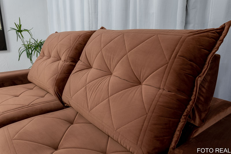 Sofá Retrátil Reclinável Hug 2.50m Espuma D33 Soft Veludo Cobre K087 - Imagem 5